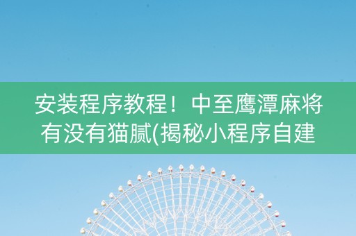 安装程序教程！中至鹰潭麻将有没有猫腻(揭秘小程序自建房怎么赢)