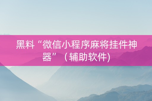 黑料“微信小程序麻将挂件神器”（辅助软件)