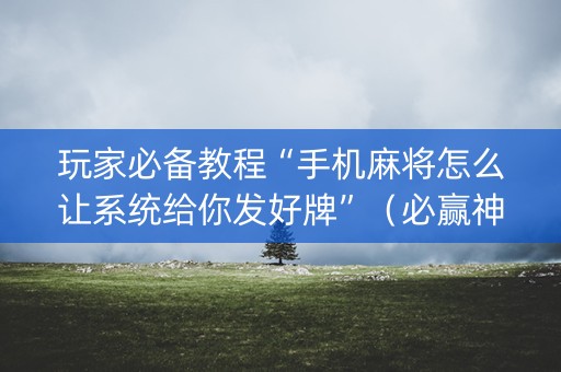 玩家必备教程“手机麻将怎么让系统给你发好牌”（必赢神器辅助器)