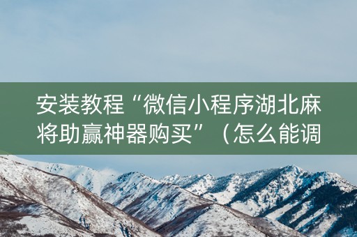 安装教程“微信小程序湖北麻将助赢神器购买”（怎么能调好牌)