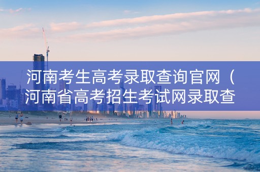 河南考生高考录取查询官网（河南省高考招生考试网录取查询）