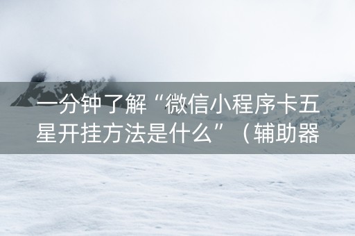 一分钟了解“微信小程序卡五星开挂方法是什么”（辅助器下载)