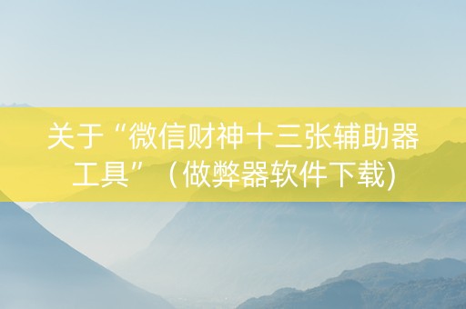 关于“微信财神十三张辅助器工具”（做弊器软件下载)