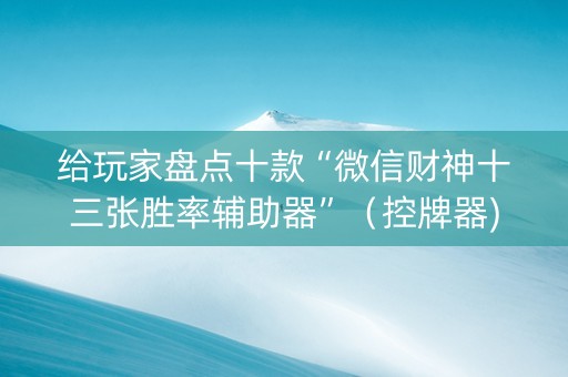 给玩家盘点十款“微信财神十三张胜率辅助器”（控牌器)