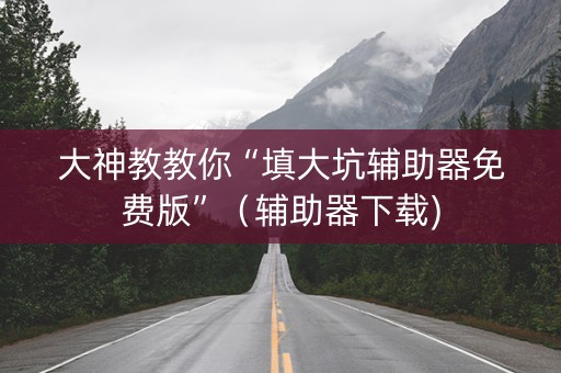 大神教教你“填大坑辅助器免费版”（辅助器下载)