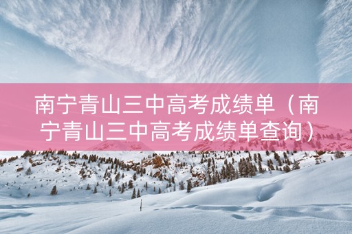 南宁青山三中高考成绩单（南宁青山三中高考成绩单查询）