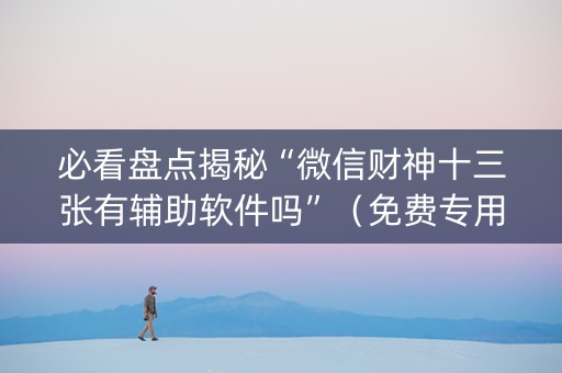 必看盘点揭秘“微信财神十三张有辅助软件吗”（免费专用神器)