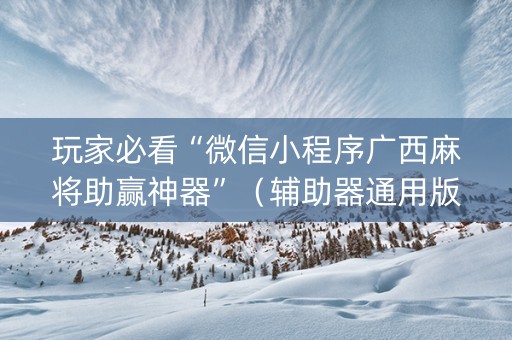 玩家必看“微信小程序广西麻将助赢神器”（辅助器通用版)