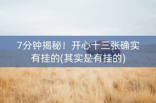 7分钟揭秘！开心十三张确实有挂的(其实是有挂的)
