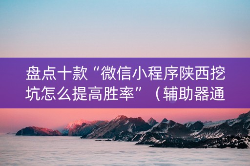 盘点十款“微信小程序陕西挖坑怎么提高胜率”（辅助器通用版)