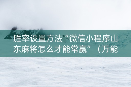 胜率设置方法“微信小程序山东麻将怎么才能常赢”（万能开挂神器)