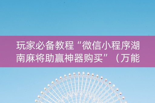 玩家必备教程“微信小程序湖南麻将助赢神器购买”（万能开挂神器)