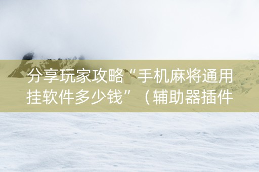 分享玩家攻略“手机麻将通用挂软件多少钱”（辅助器插件)