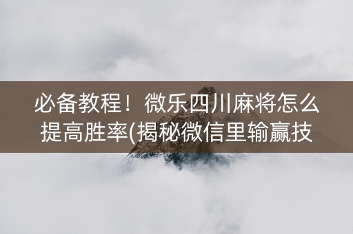 必备教程！微乐四川麻将怎么提高胜率(揭秘微信里输赢技巧)