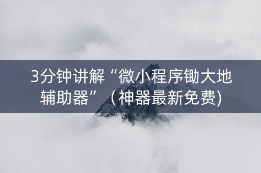 3分钟讲解“微小程序锄大地辅助器”（神器最新免费)