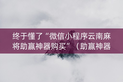 终于懂了“微信小程序云南麻将助赢神器购买”（助赢神器)
