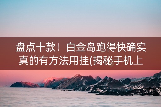 盘点十款！白金岛跑得快确实真的有方法用挂(揭秘手机上输赢规律)