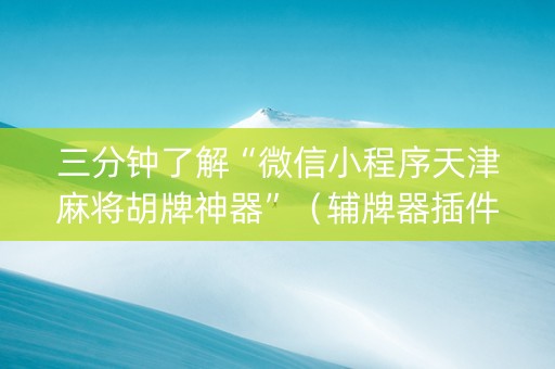 三分钟了解“微信小程序天津麻将胡牌神器”（辅牌器插件购买)