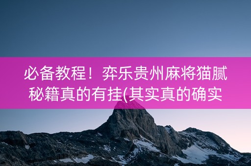必备教程！弈乐贵州麻将猫腻秘籍真的有挂(其实真的确实有挂)