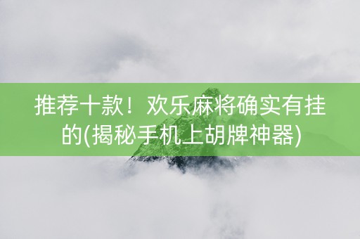 推荐十款！欢乐麻将确实有挂的(揭秘手机上胡牌神器)