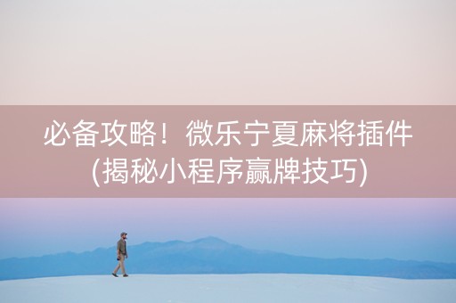 必备攻略！微乐宁夏麻将插件(揭秘小程序赢牌技巧)