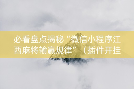 必看盘点揭秘“微信小程序江西麻将输赢规律”（插件开挂免费AI)