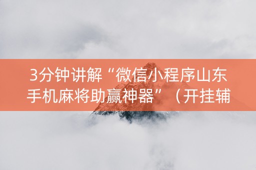 3分钟讲解“微信小程序山东手机麻将助赢神器”（开挂辅助插件)