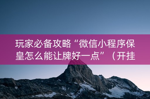 玩家必备攻略“微信小程序保皇怎么能让牌好一点”（开挂辅助插件)