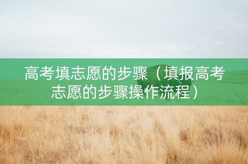 高考填志愿的步骤（填报高考志愿的步骤操作流程）