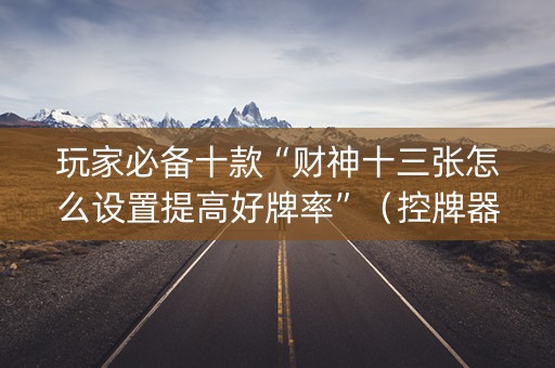 玩家必备十款“财神十三张怎么设置提高好牌率”（控牌器)