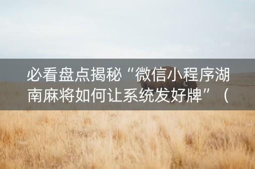 必看盘点揭秘“微信小程序湖南麻将如何让系统发好牌”（软件出售)