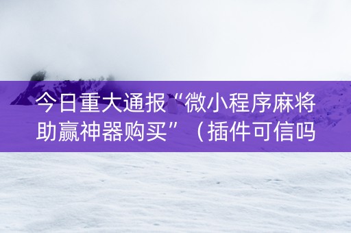 今日重大通报“微小程序麻将助赢神器购买”（插件可信吗)