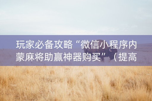 玩家必备攻略“微信小程序内蒙麻将助赢神器购买”（提高胜率软件)