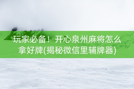 玩家必备！开心泉州麻将怎么拿好牌(揭秘微信里辅牌器)