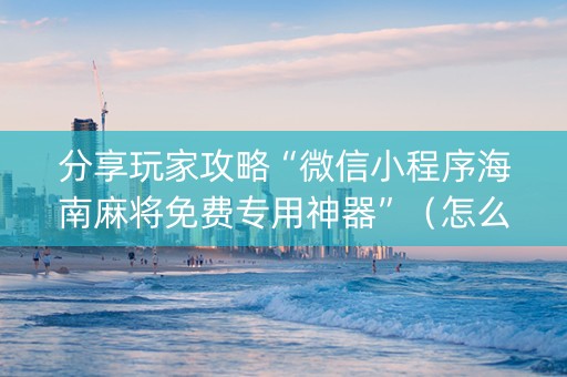 分享玩家攻略“微信小程序海南麻将免费专用神器”（怎么能得到好牌)