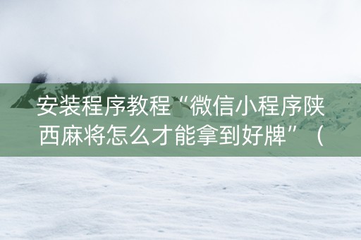 安装程序教程“微信小程序陕西麻将怎么才能拿到好牌”（辅助软件)