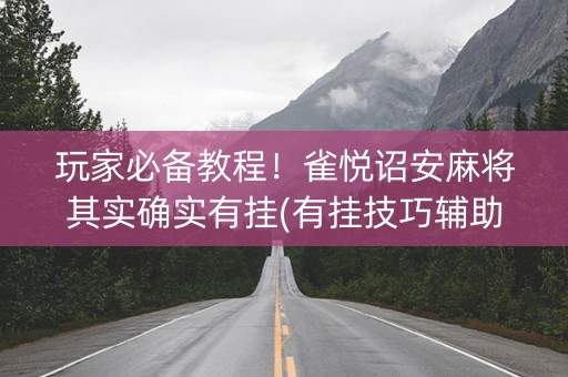玩家必备教程！雀悦诏安麻将其实确实有挂(有挂技巧辅助器)