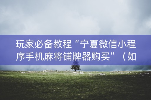 玩家必备教程“宁夏微信小程序手机麻将铺牌器购买”（如何让系统发好牌)
