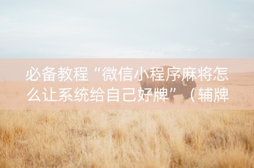 必备教程“微信小程序麻将怎么让系统给自己好牌”（辅牌器插件购买)