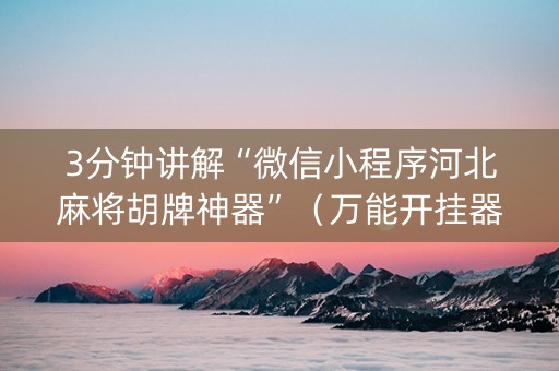 3分钟讲解“微信小程序河北麻将胡牌神器”（万能开挂器)
