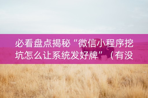 必看盘点揭秘“微信小程序挖坑怎么让系统发好牌”（有没有猫腻)