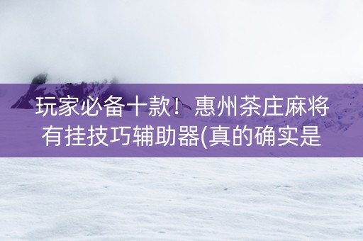 玩家必备十款！惠州茶庄麻将有挂技巧辅助器(真的确实是有挂)