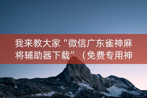 我来教大家“微信广东雀神麻将辅助器下载”（免费专用神器)