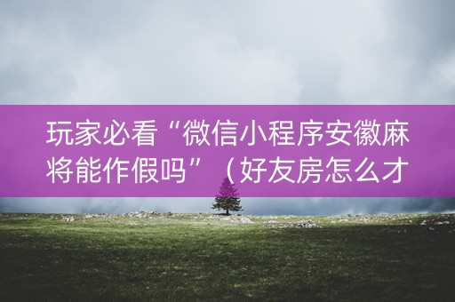 玩家必看“微信小程序安徽麻将能作假吗”（好友房怎么才能赢)