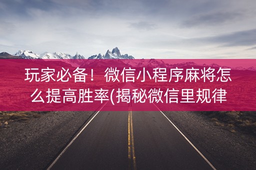 玩家必备！微信小程序麻将怎么提高胜率(揭秘微信里规律攻略)