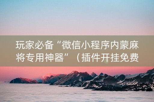 玩家必备“微信小程序内蒙麻将专用神器”（插件开挂免费AI)