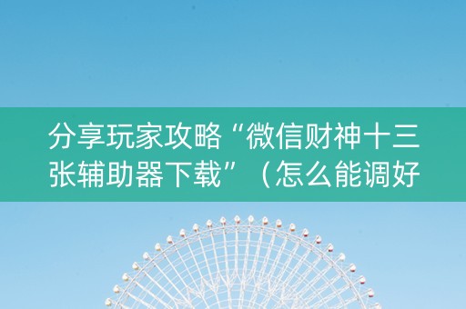 分享玩家攻略“微信财神十三张辅助器下载”（怎么能调好牌)