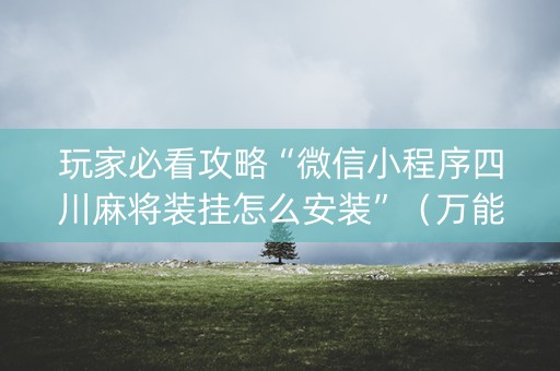 玩家必看攻略“微信小程序四川麻将装挂怎么安装”（万能开挂神器)