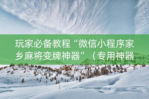 玩家必备教程“微信小程序家乡麻将变牌神器”（专用神器下载)