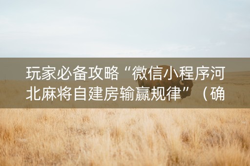 玩家必备攻略“微信小程序河北麻将自建房输赢规律”（确实有插件吗)